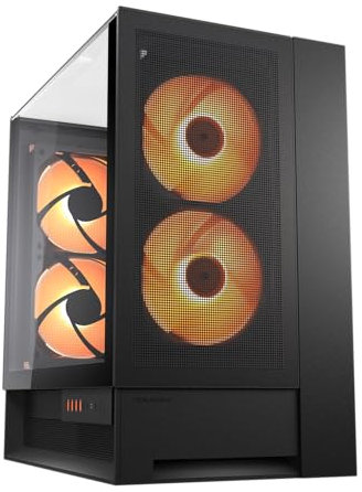 COUGAR OmnyX Mid-Tower ATX Symmetrical Panoramic PC Case – Maximum Airflow – 4X Preinstalled 160mm Fans – Reverse Connector Motherboard – Zero-Visibility Cable – Black/White (Black)