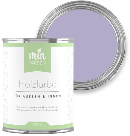 miafarben Holzfarbe ohne Schleifen matt 5L (Mias Lavendelblüte) | Wetterfeste Holzfarbe für außen und innen, hochdeckend und wasserbasiert, für Möbel, Türen, Zäune und Gartenhaus