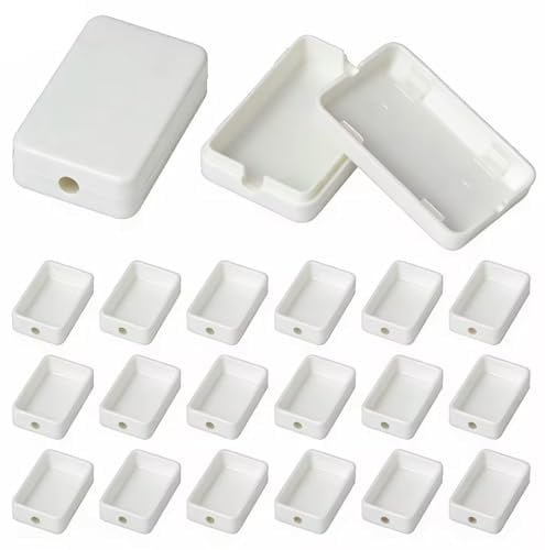 Dagran 20Stk Abzweigdose Junctionbox ABS Verteilerdose Klein 55x35x15mm | Kabelclipbox Flach Kabelführung mit 6mm Löchern & Clipverschluss im Haushalt Büro Werkstatt für Leiterplattengehäuse (Weiße)