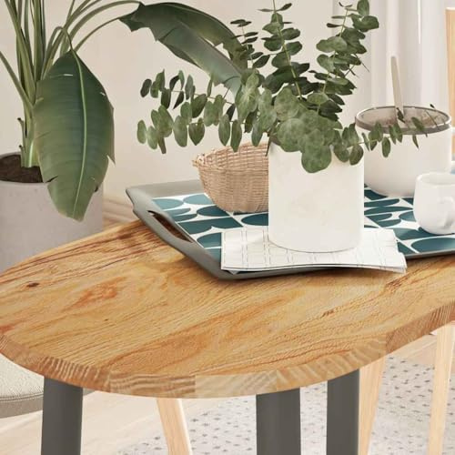 Teenpull Tischplatte Hellbraun 80x40x2 cm Massivholz Eiche Oval, Couchtischplatte aus Holz, Robust für Zuhause & Büro, Langlebiges Desktop