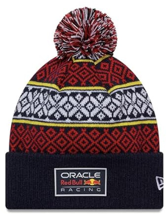 Red Bull Racing F1 Team Offizielle 2025 New Era Merchandise Weihnachten Beanie Bommelmütze