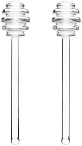 2Pcs Transparent 6 Glass Honey Dipper Sticks Stirring Sticks Server Honey Spoon Dipper Stirrer Honey Wand for Honey Pot Jar Containers Honey Dispense Drizzle, Home and Kitchen, 1