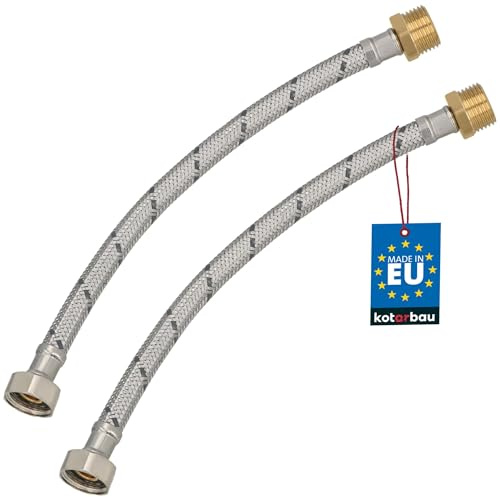 KOTARBAU® Flexschlauch 1/2 x 1/2, Wasserschlauch 30 cm, Panzerschlauch | 2er Set, Außengewinde x Innengewinde, Anschlussschlauch für Armatur, Schlauch Für Wasserhahn, Edelstahlummantelt