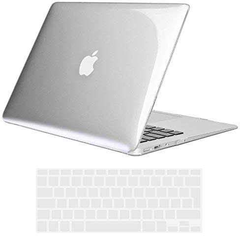 TECOOL Funda Compatible con MacBook Air 13,3 Pulgadas 2010-2017 (A1466 A1369), Carcasa de Plástico Ultrafina y Cubierta de Teclado en UE, Transparente Cristal