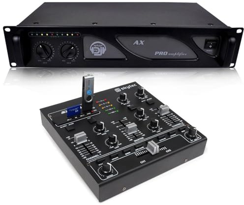SkyTec STM-2250 Mini table de mixage 4 canaux USB MP3 Effets Sound + Ampli AX 1000W
