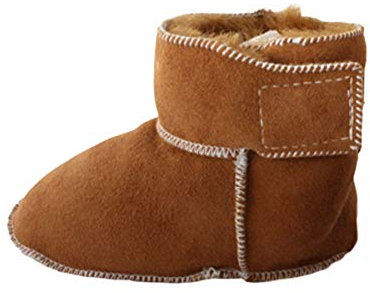 Sonia Originelli Baby Kleinkinder Wildlederhausschuh Klett Lammfell Schaffell Farbe Natur