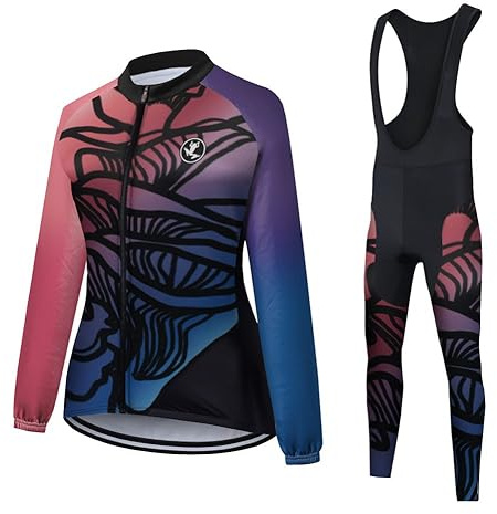 UGLY FROG Neu Winter MTB Damen Fahrradbekleidung Set Lang Winter Radjacke und Fahrradhosen Fleece Thermo Radtrikot