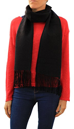 TINKUY PERU - Peruanische Alpaka-Wolle – Unisex-Schal mit gewebten Fransen (22,9 x 188,9 cm), Schwarz, Einheitsgröße Passen Alle