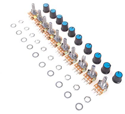 ANGEEK 10 stücke WH148 B100K Dual-Stereo-6-Pin-Potentiometer mit Muttern Und Scheiben