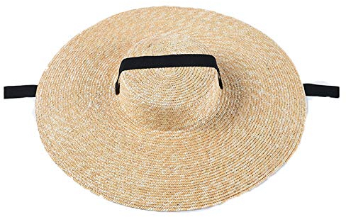 Ulalaza Sombrero de paja trenzado de ala ancha para mujer, protección solar UPF 50+, sombrero de paja para verano, 30000Origin 15CM, Talla única
