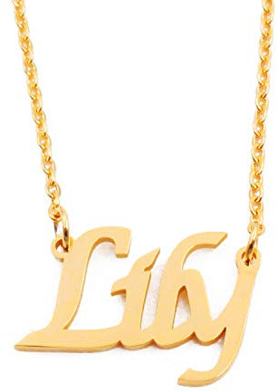 Kigu Lily Personalised Name Necklace Adjustable Chain - 18ct Gold Plated - Custom Jewellery - Incl Gift Packaging