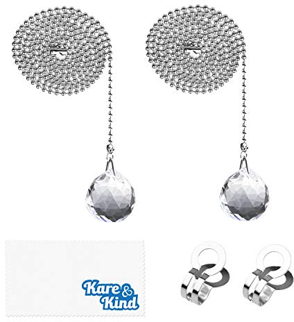 Cadenas Accionables de Bola de Cristal para Ventiladores de Techo Kare & Kind – 2x Conjuntos de Cadenas Accionables de Bola de Cristal – Bola de Cristal Elegante con una Cadena Accionable de 1M