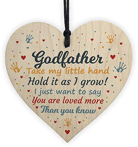 RED OCEAN Godfather Gifts Best Friend Wooden Heart Plaque Thank You Friendship Keepsake