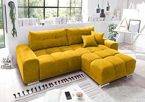 Froschkönig24 Paco Ecksofa 264x186 cm Couch Eckcouch Sofa Gelb (Senf)