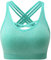 ANGOOL Damen Sport BH ohne Bügel Gepolstert Yoga Bra Kreuz Rücken Sport Bustier für Jogging Fitness , Grün , XL