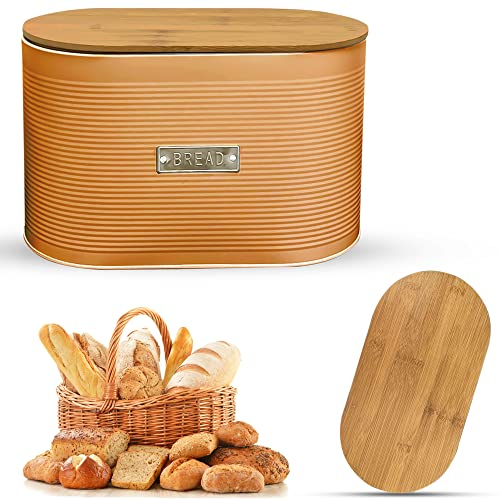 Denny ® Oval Bread Bin with Bamboo Lid - WHITE/GREY/COPPER (Copper)