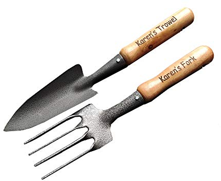 Personalised Engraved Home Gardening Tools Set Gift Retirement Fork Shovel Spade