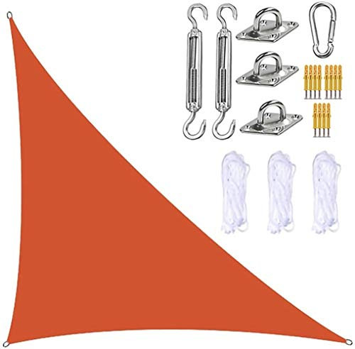 Garden Sail Canopy, Triangle Sun Sail Shade with Fixing Kit, 3 Ropes, Waterproof, UV Block, Right Angle Garden Shade Sails Sunshade Awnings for Outdoor Patios (Orange,3m x 3m x 4.3m)