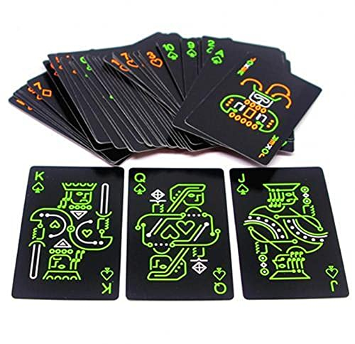 YUNSI 1 Set Schwarze leuchtende Spielkarten Glow in der dunklen Bar KTV Noctilucent Fluorescen Poker-Karten Nachtkollektion Zaubertricks Tool