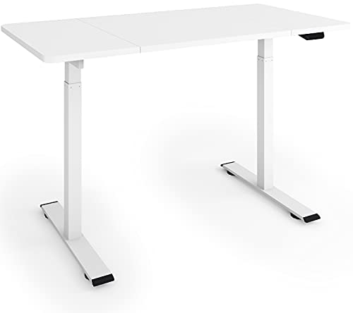 ESMART ETA-121WW 120 x 60 cm Weiß - Ergonomischer Steh-Sitz-Schreibtisch Stufenlos elektrisch höhenverstellbar 73-123 cm Schnelle Montage