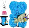 POHOMEGK Orsacchiotto in Rosa Decorazione Regalo - Orso in Rosa, Regali per la Festa della Mamma, San Valentino, Compleanni e anniversari, Regalo di Laurea - Le Ragazze Amano Le Rose dell'orso (Blu)