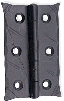 Bisagra para puerta a tope forjada a mano, bisagra para gabinete de decoración del hogar, armario antiguo, bisagra negra (3 tamaños) (mediana)