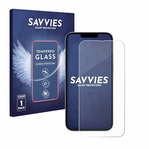 Savvies Panzer Schutz Glas für Apple iPhone 14 9H Hartglas, Anti-Fingerprint, Displayschutz