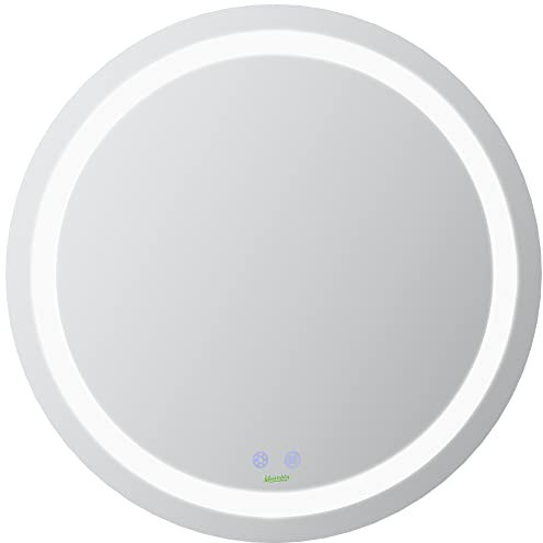 kleankin Miroir de Salle de Bain Rond LED Ø 60 cm Miroir Mural avec éclairage Interrupteur Tactile Fonction de mémoire système Anti-buée Aluminium