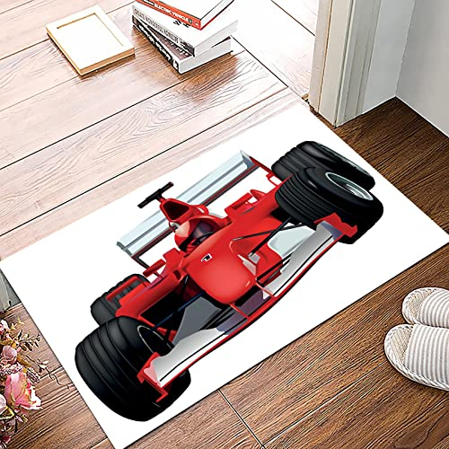 Badematte 50x80cm, Rutschfeste Badteppich, Autos, Formel-Rennwagen mit dem Fahrer Automobil Motorsport Thema Starker Moto,Mikrofaser Badvorleger mit, Wasserabsorbierende Weiche teppiche für Badezimmer