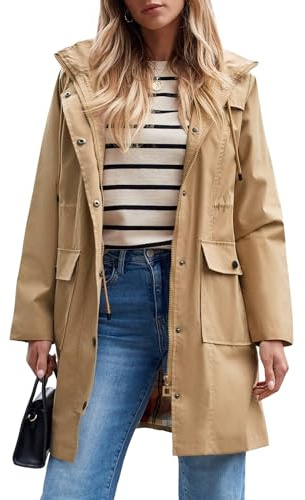 SaphiRose PONCHO Veste de Pluie Longue pour Femme Manteau à Capuche Coupe-Vent Imperméable d'Extérieur