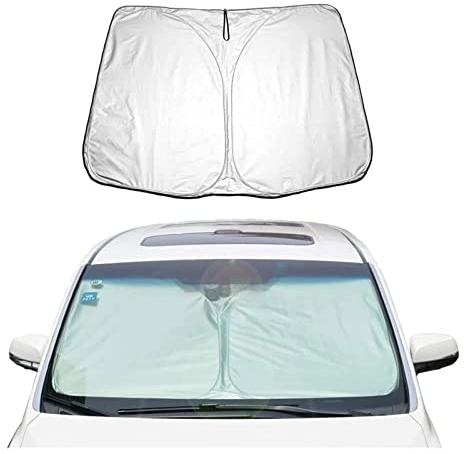 YUEGOO Auto Windschutzscheibe Sonnenblende für VW Golf Plus 2010-2014, Faltbarer Frontscheibenabdeckung Sonnenschutz Regenschirm Auto Sonnenschirm UV Schutz,B-Silver