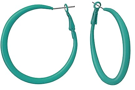 Soul-Cats 1 Paar schöne Creolen Ohrringe Ohrstecker Hoops Ø 50 mm 80er Style, Farbe: türkis