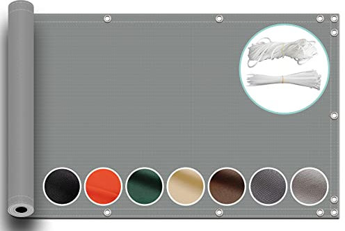 ZQXFZ Balkon Sichtschutz Balkonbespannung 100x900cm terassendeko Oxford-Stoff Anti-Peeping, Wasserdicht Balkonumspannungen Sichtschutz Gartenzaun -Grau.