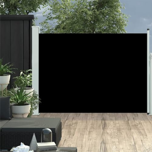 Estor Lateral, Brisa-Vista Biombo Exterior Parasol Toldo lateral retráctil Patio 100x500 cm Negro