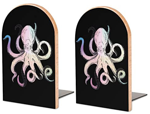 Serre-livres en bois arc-en-ciel robuste 1 paire de serre-livres pour la maison et le bureau étagères décoratives