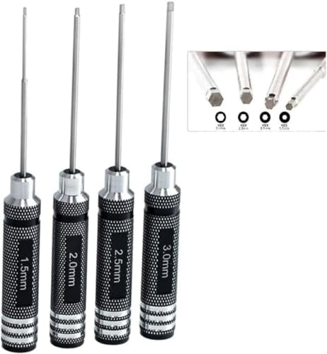 4 pezzi Chiave Esagonale per Rivestimento Esagonale in Nitruro di Titanio Leggero,set di strumenti per cacciaviti RC (1,5 mm 2,0 mm 2,5 mm 3,0 mm) per auto RC, elicottero, aeroplano