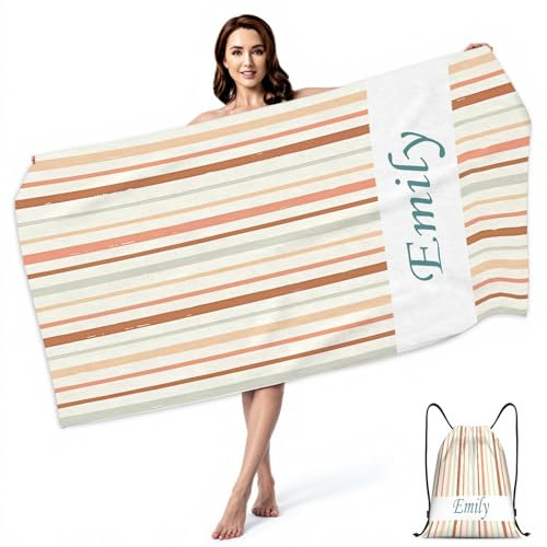 Toalla de playa de microfibra personalizada, fina y ligera, para viajes, piscina, gimnasio, con bolsa con cordón