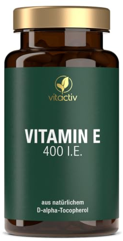 VITACTIV Vitamin E 400 I.E. als D-alpha-Tocopherol, 90 Softgel-Kapseln | Hochdosiert, 1 Kapsel täglich zu einer Mahlzeit, 268 mg aus natürlicher Quelle in Sonnenblumenöl