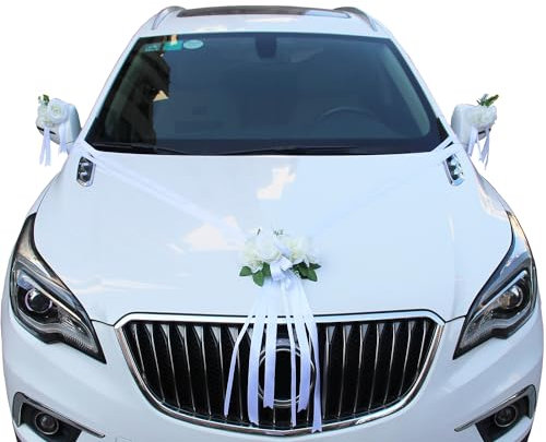 Décoration de voiture de mariage - Décoration de voiture - Décoration de mariage - Rose - Décoration de voiture - Décoration de voiture de mariage - Blanc