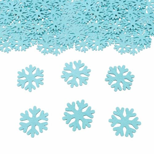 ParPix Holz Konfetti Schneeflocken Deko Blau, Groß 3cm Streudeko Schneeflocken Weihnachten Deko, Weihnachts Tischdeko, Winterdeko Confetti, DIY Tischdeko Winter Deko, Konfetti Silvester Deko