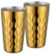 DOCBLACK Stainless Steel Drinking Cup Pack of 2, 12.3 oz/350 ml Stackable Double Walled Tumbler, Gold Shatterproof Metal Wine Glasses for Outdoor Travel, Reusable Heat Resistant Dishwasher Safe