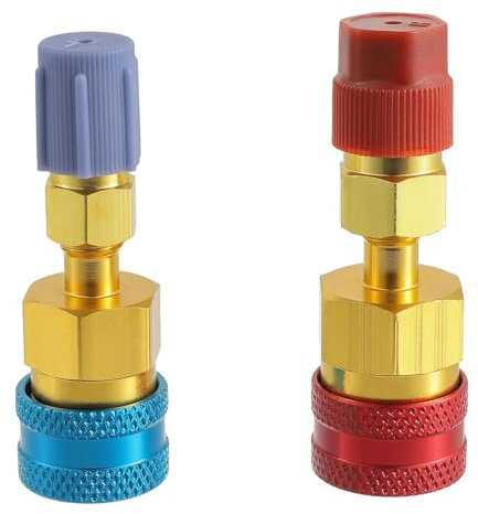 HUAREW R1234yf Schnellanschluss-Set R1234yf auf R134a High/Low Side Schnellanschluss R1234YF Schlauchanschluss R1234yf/R134a-Kfz-Klimaanlagen-Kältemittelsystem Evakuierung und Aufladen(2 Stück)