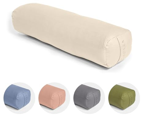 Vedara® Yoga Bolster AKAMA – Yogakissen mit Kapokfüllung für Yin Yoga – Rechteckig – Waschbarer Bezug aus 100% robuster Baumwolle – Großes Yogakissen für Restorative Yoga (Natur, Klein)