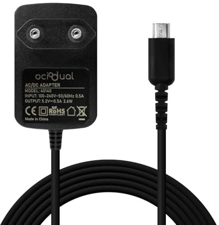 OcioDual Caricabatterie Compatibile con Console DS Lite, Adattatore di Alimentazione CA Compatibile con DS Lite, Adattatore di Alimentazione CA da Parete UE, Nero, 100-240V, 50/60Hz, 5,2V