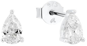 Amor Ohrstecker 925 Sterling Silber Damen Ohrschmuck, mit Zirkonia synth., 0,6 cm, Weiß, Kommt in Schmuck Geschenk Box.