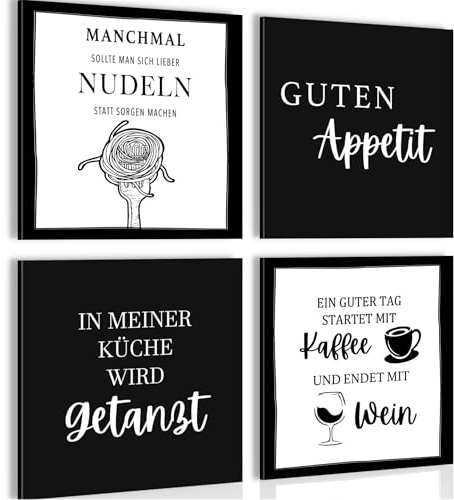 Novart Wandbilder - KEIN EXTRA RAHMEN BENÖTIGT - Küchenbilder Esszimmer - Bilder Modern Küche - Schwarz - N030543a