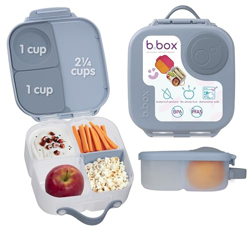 b.box Mini Lunchbox | Bento Box with 3 Compartments (2 Leakproof) | Ideal for Toddlers, Kids Lunch & Snacks | Fits Whole Piece of Fruit | BPA Free | Bento Box for Kids, Sanck Box, Lunch Containers, Leak Proof, Dishwasher Safe, BPA Free, PFAS Free, Ages 3+ — Chill Out