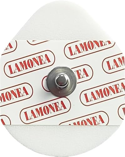 LAMONEA SF101 Set mit 50 Einweg-EKG-Elektroden, CE-zertifiziert, 36 x 45 mm für Elektrostimulatoren, ovale Knopfelektrode, Clip-Anschluss aus Stahl, fester Hydrogel-Aufkleber - Sensor in Ag/AgCI