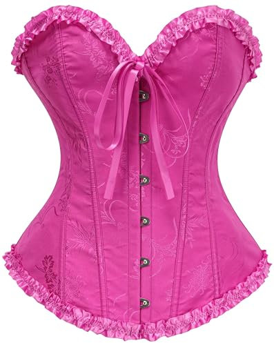 SZIVYSHI Fiore di Cactus Viola Corsetto per Donne - Bustino Biancheria Intima Modellante - Senza Spalline Vintage Vittoriano Corsé Sottobusto in Pizzo Moda Vita per Uscire la Notte - Taglia M