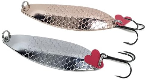 Copper Silver Fishing Spoon Lure Brass Spinner Salmon Trout Pike Pollock Bass Sea Fishing Freshwater Mackarel Rig Boat River Shiny Long Cast Casting Large Heavy Trebble Hook (BRASS AND SILVER 24 GRAM)